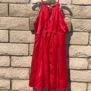 Red satin boutique dress